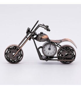 Kişiye Özel Metal Motosiklet Tasarımlı Analog Masa Saati - Dekoratif Motorcu Masa Süsü