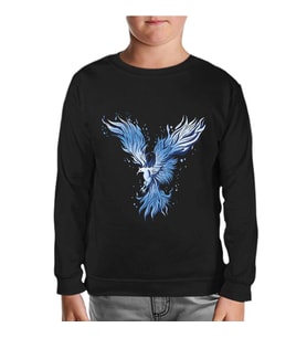 Blue Phoenix Bird Siyah Çocuk Sweatshirt