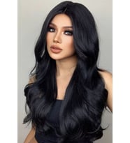 Caş Dekorasyon Isıya Dayanıklı Yarımay Çıt Çıt Saç-1B-Siyah-Dalgalı-60 Cm-110 gr