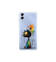 Samsung Galaxy A04e ile Uyumlu Splash Kedi Tasarımlı Şeffaf Silikon Kılıf