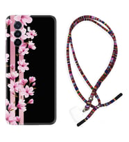 Huawei Nova Y70 Y90 Nova 9 SE  Kılıf Boyun Asklı Rasta Silikon Pink Flowers 3 1393