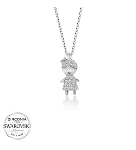 Swarovski Taşlı Gümüş Çocuk Bayan Kolye