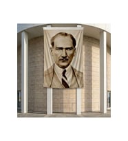 Sivil Mustafa Kemal Atatürk Poster Bayrak Premium Raşel Kumaş ATA34 2x3m