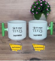 İyi Ki Varsın Teyze Kupa Bardak T Yeşil Kulplu Teyzeye Doğum Günü Hediyesi