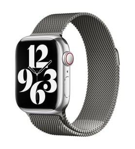 Apple Watch 7 41mm Uyumlu Kordon Hasır Metal Mıknatıslı Örgü Zore KRD-01 Kayış (Gri)