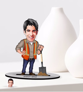 BK Gift Kişiye Özel Erkek Karikatürlü Ahşap Biblo Model-80