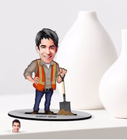 BK Gift Kişiye Özel Erkek Karikatürlü Ahşap Biblo Model-80