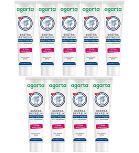 Agarta Doğal Tam koruma Diş Macunu 75 ML Ekstra Beyazlık Güçlü Dişler (Leke Önleyici) (9 Lu Set)