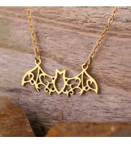 Kişiye Özel 925 Ayar Gümüş Tasarım Yarasa Kolye (Gold)
