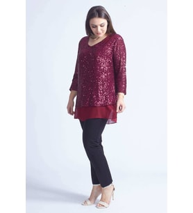28034 Payet Büyük Beden Bluz Bordo