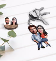 BK Gift Kişiye Özel Sevgililer Karikatürlü Ahşap Anahtarlık-105