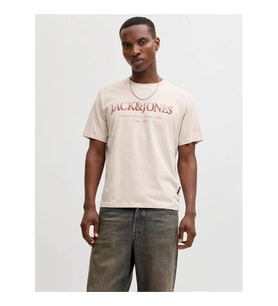 Jack & Jones Jjdevın Daytona Prınt Tee Bej Erkek T-Shirt 12290173