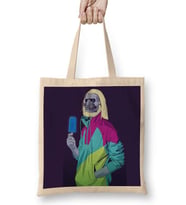 Pop Art Akgezen Tasarım Bez Çanta Uzun Saplı