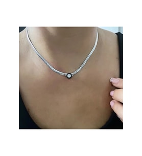 18 K Gümüş Kaplama 925 Ayar Gümüş Kolye • Serenay Sarıkaya Kolye • Çağla Kolye • Choker Chain
