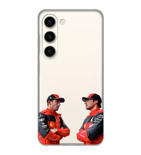 Samsung Galaxy S23 Uyumlu Carlos Sainz ve Charles Leclerc Formula 1 Desenli Şeffaf Kılıfı