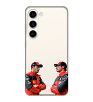 Samsung Galaxy S23 Uyumlu Carlos Sainz ve Charles Leclerc Formula 1 Desenli Şeffaf Kılıfı