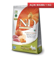 ND Tahılsız Balkabaklı Yaban Domuzlu Elmalı Mini Irk Köpek Maması 1 Kg AÇIK