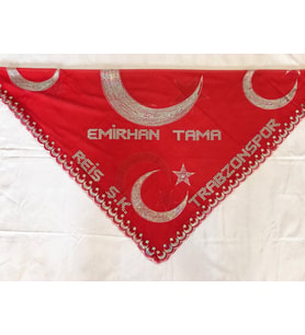 Kişiye Özel Kırmızı Ayyıldızlı Pullu Asker Sünnet Damat Örtüsü