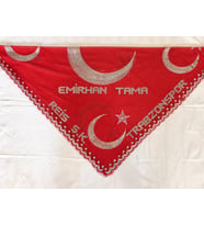 Kişiye Özel Kırmızı Ayyıldızlı Pullu Asker Sünnet Damat Örtüsü