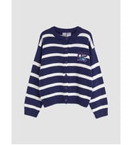 LCW Kids Ekru Stitch Nakışlı Kız Çocuk Triko Hırka