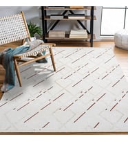 Makine Kaymaz Yıkanabilir Krem Geometrik Triko Salon Halısı Mutfak Halısı Koridor Halısı Yolluk 14961K