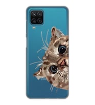 Samsung Galaxy A12/M12 Uyumlu Tatlı Kedi Desenli Şeffaf Telefon Kılıfı