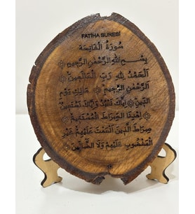 Masa Üstü Dekor - Fatiha Suresi - Gerçek Ceviz Kütüğü (Ahşap)