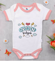 BK Kids Orjin Trakyalı Tasarımlı Pembe Bebek Body Zıbın-1