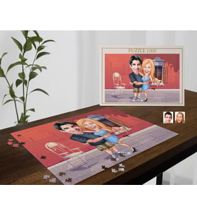 BK Gift Kişiye Özel Sevgililer Karikatürlü 1000 Parça Profesyonel Puzzle-11