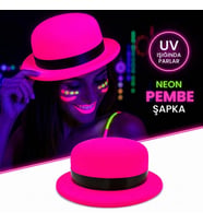 Neon Pembe UV Parti Şapkası Plastik