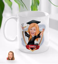BK Gift Kişiye Özel İsimli Kadın Mezun Karikatürlü Beyaz Kupa Bardak-1