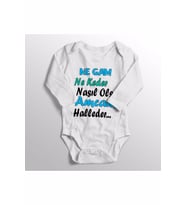 Unisex Bebek Beyaz Ne Gam Ne Keder Nasıl Olsa Amcam Halleder Baskılı Bebek Zıbını