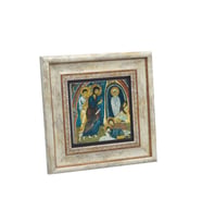 Kapadokya Göreme Karanlık Kilise Freski - La zarus'un Dirilişi Baskılı Taş Tablo 20x20