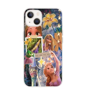 Iphone 14 Plus Uyumlu Rapunzel Kolaj Tasarımlı Şeffaf Telefon Kılıfı