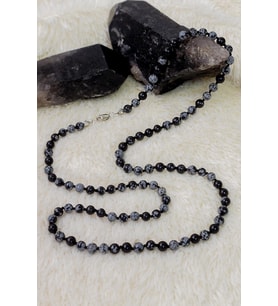 Karlı Obsidyen Taşı Kolye (Karışık)