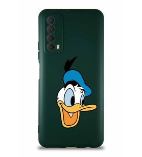 Huawei P Smart 2021 Soft Premier Kapak Donald Duck-A Tasarımlı Silikon Kılıf - Yeşil (Şeffaf)