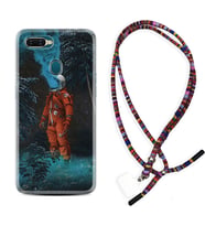 Oppo A5S A15 A16 A54 A55 A73 A74 Kılıf Boyun Asklı Rasta Silikon Astronot Smoke 1769
