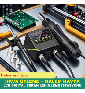 HAVA ÜFLEME + KALEM HAVYA LCD DİGİTAL EKRAN LEHİMLEME İSTASYONU