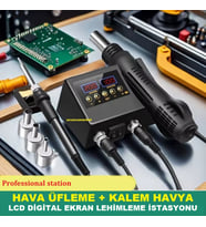 HAVA ÜFLEME + KALEM HAVYA LCD DİGİTAL EKRAN LEHİMLEME İSTASYONU