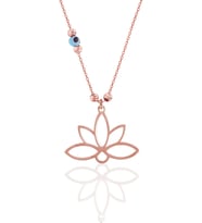 Gümüş rose nazarlı dorica sonsuz yaşamın simgesi lotus kolye SGTL11560ROSE