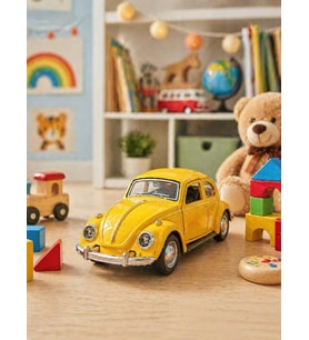12 Cm Metal Klasik Vosvos Araba Sarı Çek Bırak Oyuncak Araba Açılır Kapılı Die Cast Model Araba