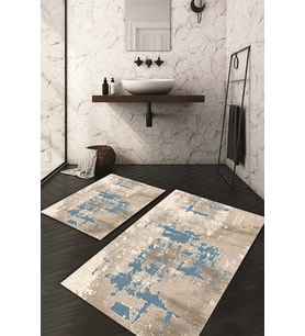 Dijital Baskılı Kaymaz Taban Yıkanabilir 2'li Klozet Takımı Banyo Paspası NDKZ-HY-963 (Mavi)