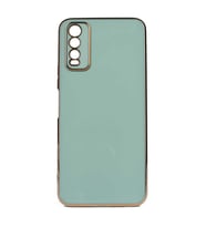 Vivo Y11S Kılıf Kenarları Gold Kamera Korumalı Renkli Pastel Silikon Açık Yeşil BARK (Açık Yeşil)