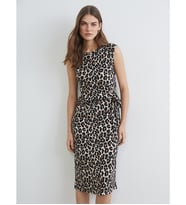 LCW STUDIO Kahverengi Leopar Desenli Midi Elbise