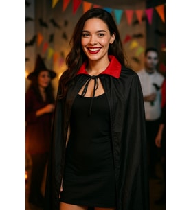 Halloween Pelerin 150cm inçe şifon yaka kırm-alt s