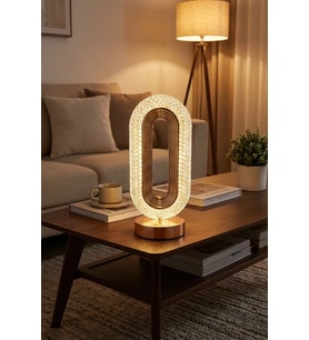Plentiful Oval Şeklinde Kristal LED Masa Lambası – Dokunmatik, 3 Renk Işık Modlu, Şarjlı Dekoratif Gec