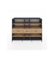 Kronos Dolap 9 Raflı 3 Çekmeceli  220x59x163 Antrasit-Çam