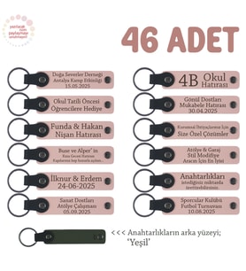 Yeni Marka Kimliğine Uygun Promosyon, 46'lı Set, İsim Veya Mesaj Yazılı Anahtarlık, Pudra & Yeşil