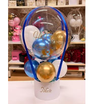 Hoş Geldin  Erkek Bebek Hediye Balon Kutusu Mavi Gold Tasarım
