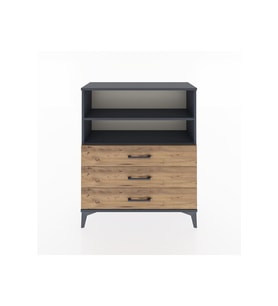 Arges Şifonyer 2 Raflı 3 Çekmeceli 88x30x106 Antrasit-Çam